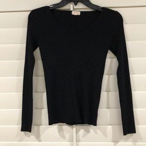 Black v neck rubbed top